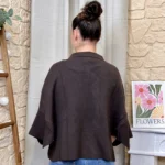 Gilet cape col chemise femme « Tendance » - marron - taille-unique