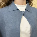 Gilet cape col chemise femme « Tendance » - bleu-jeans - taille-unique
