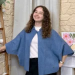 Gilet cape col chemise femme « Tendance » - bleu-jeans - taille-unique