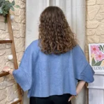 Gilet cape col chemise femme « Tendance » - bleu-jeans - taille-unique
