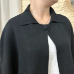 Gilet cape col chemise femme « Tendance » - noir - taille-unique