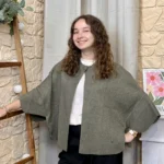 Gilet cape col chemise femme « Tendance » - kaki - taille-unique