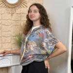 Chemise-bomber femme imprimée à capuche « Tendance » - bleu-jeans - taille-unique