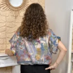 Chemise-bomber femme imprimée à capuche « Tendance » - bleu-jeans - taille-unique