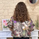Chemise-bomber femme imprimée à capuche « Tendance » - marron - taille-unique