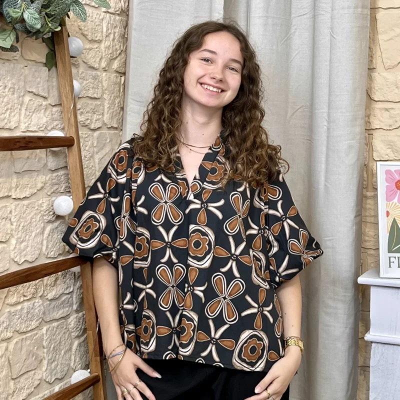 Blouse imprimée manches ballon