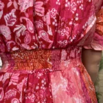Robe longue fluide patchwork (T36-T40) - fuchsia - 40