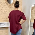 Sweat femme fluide à clous dorés « Tendance » - bordeaux - taille-unique