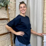 Sweat femme fluide à clous dorés « Tendance » - marine - taille-unique