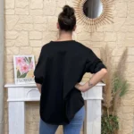 Sweat femme fluide à clous dorés « Tendance » - noir - taille-unique