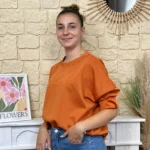 Sweat femme fluide à clous dorés « Tendance » - rouille - taille-unique