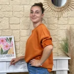Sweat femme fluide à clous dorés « Tendance » - rouille - taille-unique