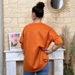 Sweat femme fluide à clous dorés « Tendance » - rouille - taille-unique