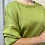 Sweat femme fluide à clous dorés « Tendance » - vert - taille-unique
