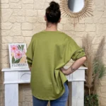 Sweat femme fluide à clous dorés « Tendance » - vert - taille-unique