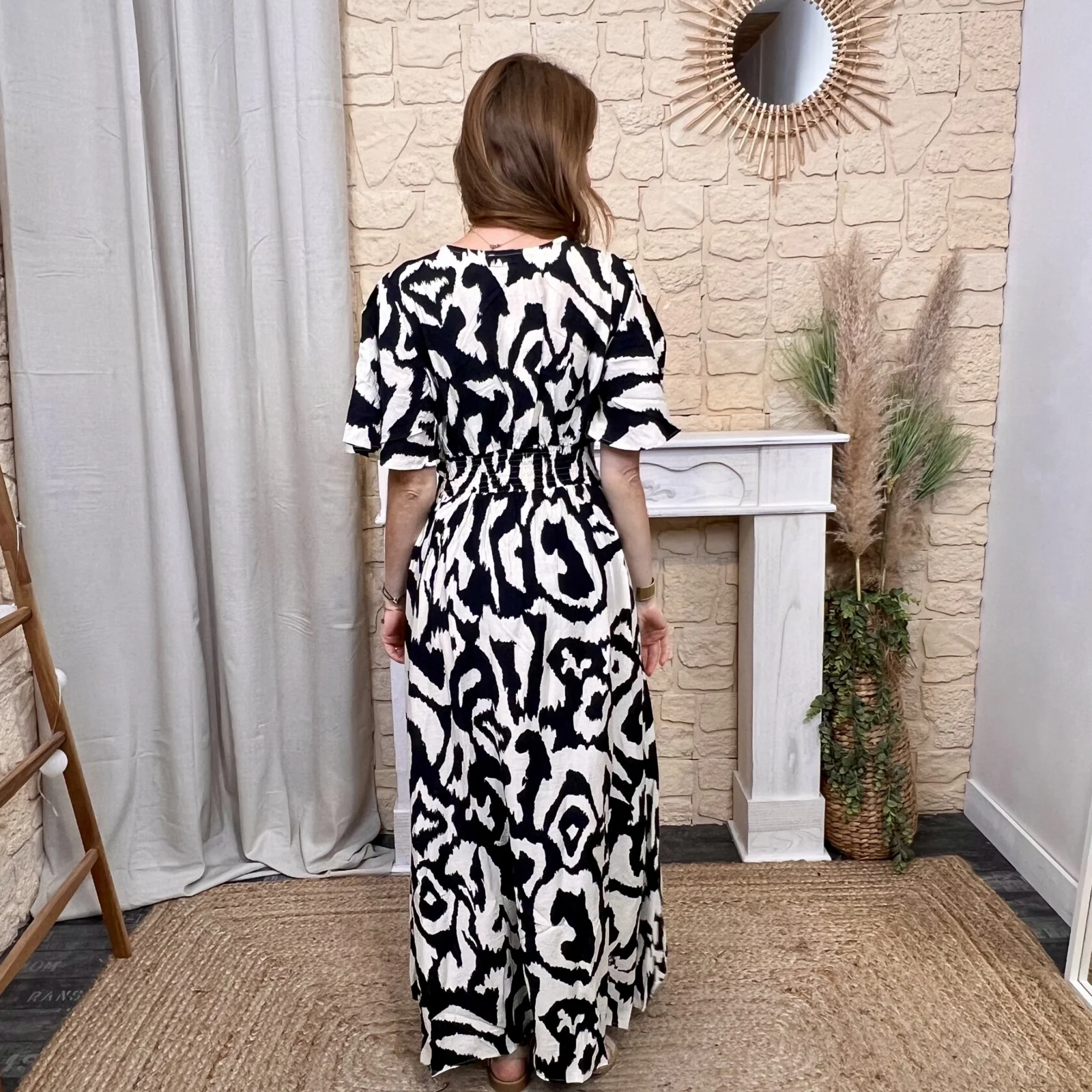 Robe longue marbrée (T36-T38) - noir - 38