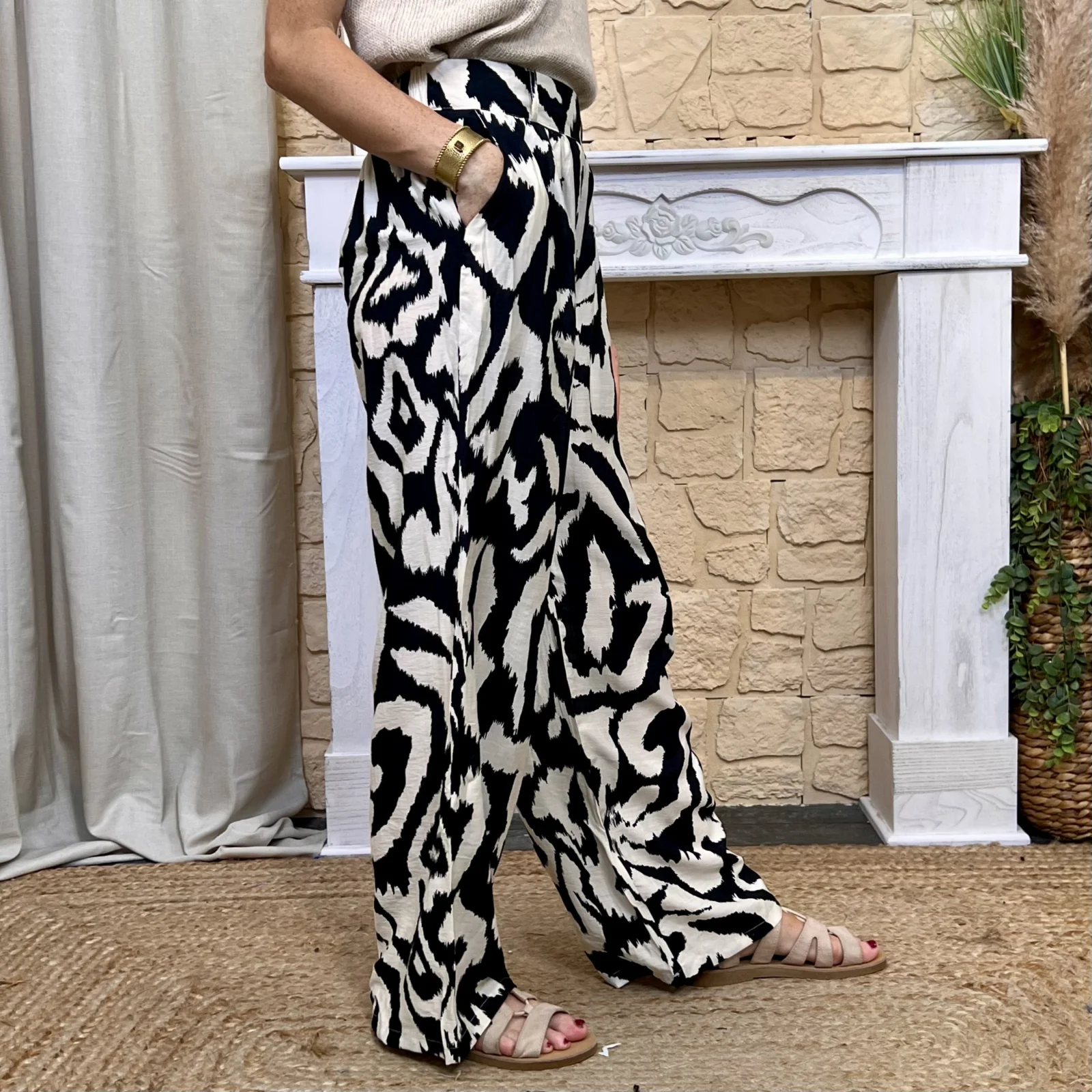 Pantalon fluide marbré (T36-T38) - noir - 38