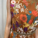 Robe fleurie ceinture tressée (TU) - rouille - taille-unique