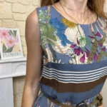 Robe fleurie ceinture tressée (TU) - bleu-jeans - taille-unique