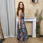 Robe fleurie ceinture tressée (TU) - bleu-jeans - taille-unique
