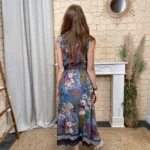 Robe fleurie ceinture tressée (TU) - bleu-jeans - taille-unique