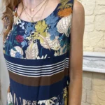 Robe fleurie ceinture tressée (TU) - marine - taille-unique