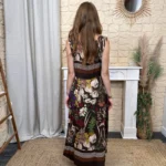Robe fleurie ceinture tressée (TU) - marron - taille-unique