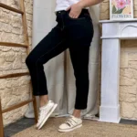 Jean VOGGO 7/8ème revers noir fil beige - noir-beige - 44