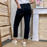 Jean VOGGO 7/8ème revers noir fil beige - noir-beige - 44