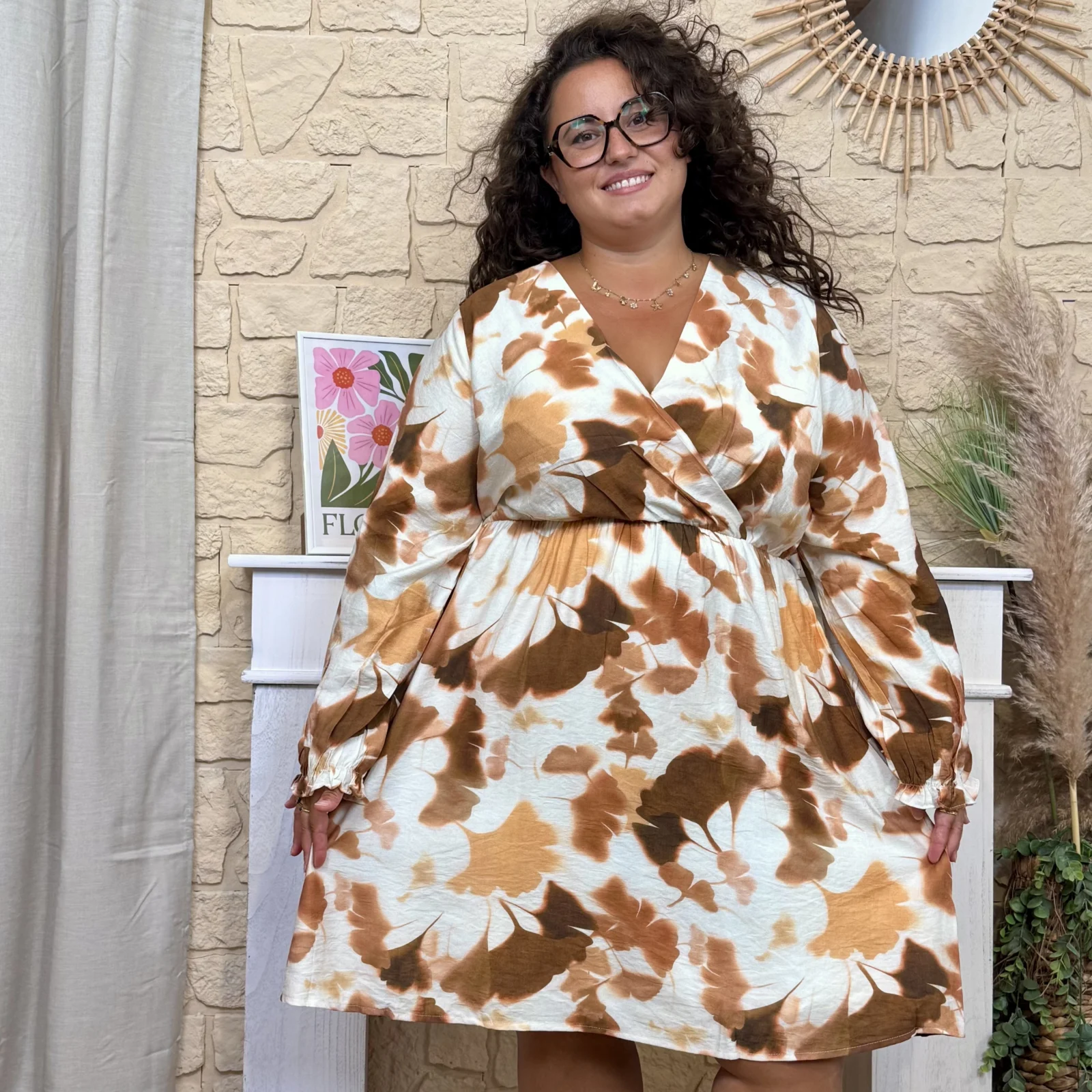 Robe portefeuille imprimée feuilles (T40-T48)