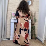 Robe longue imprimé graphique (T40-T48) - camel - 48