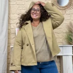 Veste courte à capuche (T44-T52) - beige - 52