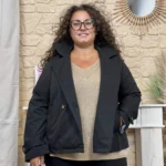 Veste courte à capuche (T44-T52) - noir - 52