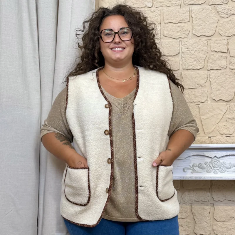 Gilet bouclette sans manches (T44-T52)