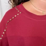 Tunique unie à clous dorés (GT) - bordeaux - taille-unique-grande-taille