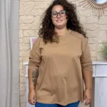 Tunique unie à clous dorés (GT) - camel - taille-unique-grande-taille