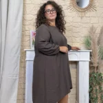Robe longue femme fluide à clous « Jolies Formes » - marron - taille-unique-grande-taille