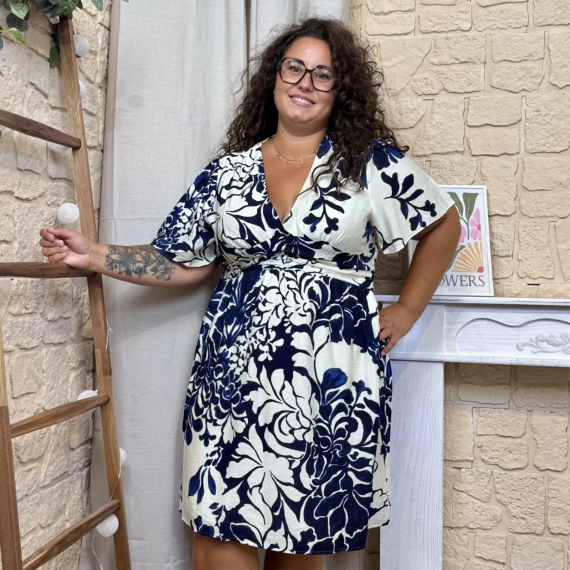 Robe portefeuille courte florale (T40-T48)