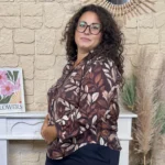 Blouse imprimée feuillage Christy (T44-T52) - marron - 52