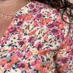 Blouse fleurie manches longues (T44-T52) - rouge - 52