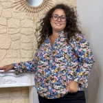 Blouse fleurie manches longues (T44-T52) - noir - 52