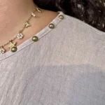 Tunique femme fluide à clous dorés « Jolies Formes » - beige - taille-unique-grande-taille