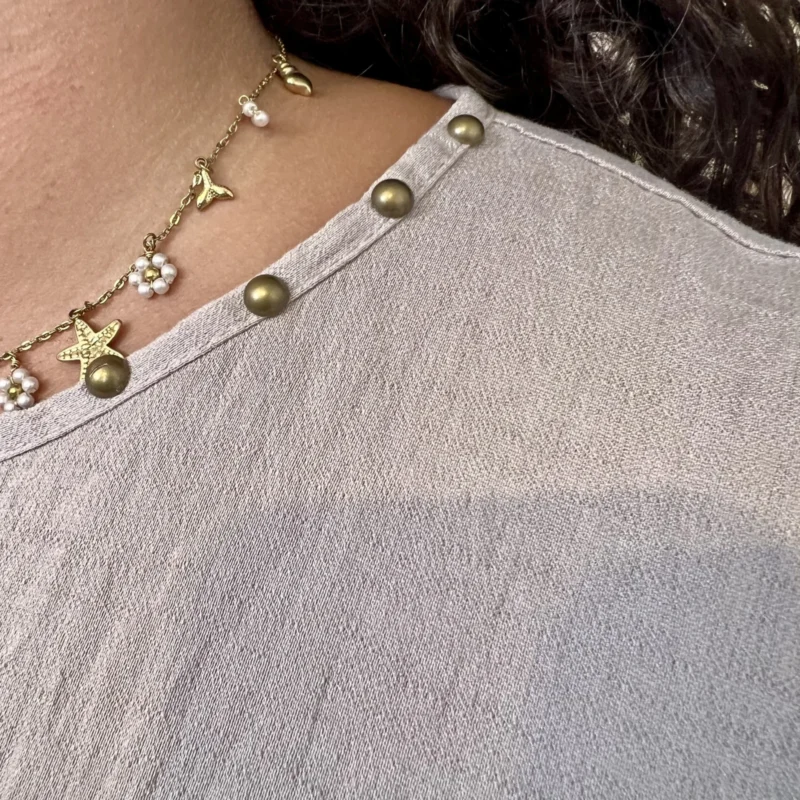 Tunique fluide à clous dorés (GT) - beige - taille-unique-grande-taille