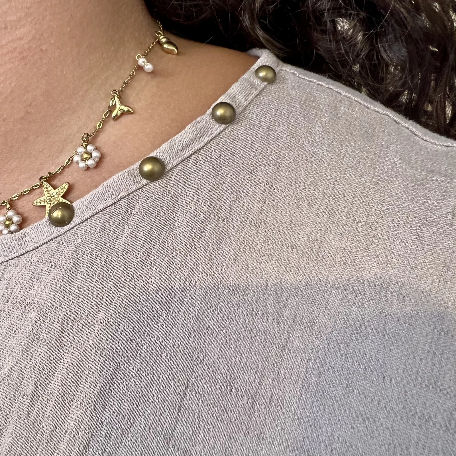 Tunique fluide à clous dorés (GT) - beige - taille-unique-grande-taille