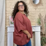 Tunique femme fluide à clous dorés « Jolies Formes » - bordeaux - taille-unique-grande-taille