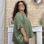 Tunique femme fluide à clous dorés « Jolies Formes » - kaki - taille-unique-grande-taille
