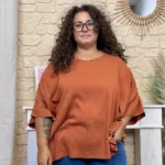 Tunique femme fluide à clous dorés « Jolies Formes » - rouille - taille-unique-grande-taille