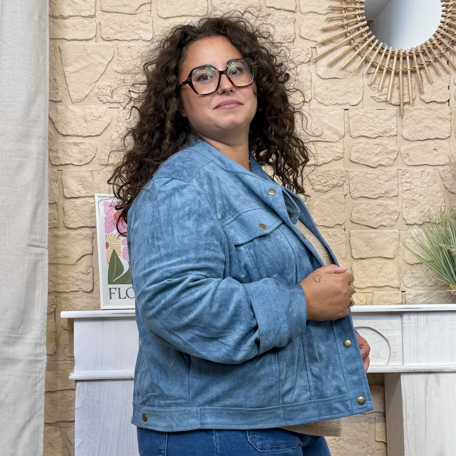 Veste en suédine Maëlle (T42 -T50) - bleu-jeans - 50