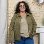 Veste femme en suédine MAËLLE T40-T48 - kaki - 48