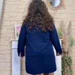 Robe courte femme trapèze en velours côtelé T40-T48 - marine - 50
